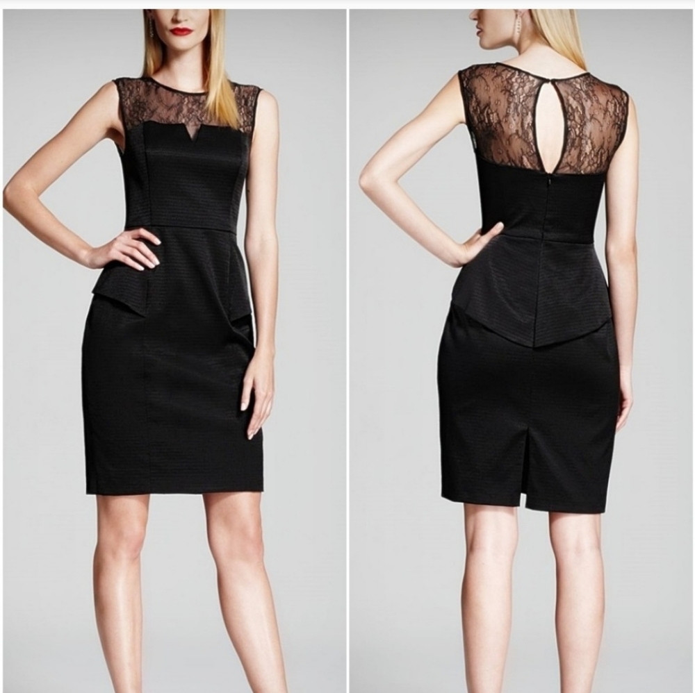 Adian by Adian Mattox Black, Lace Peplum Cocktail Dress